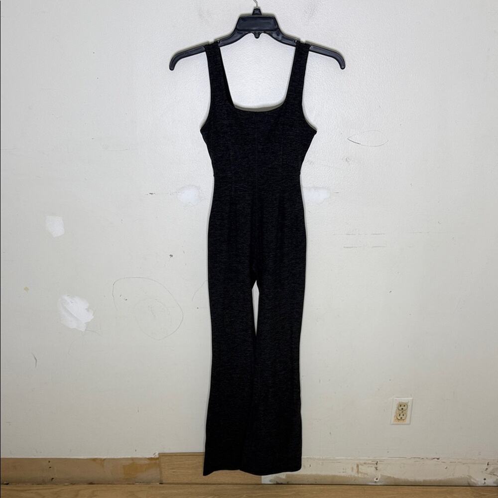 Fabletics Gray Heathered Sleeveless Flared Leg Athletic Jumpsuit Size Small